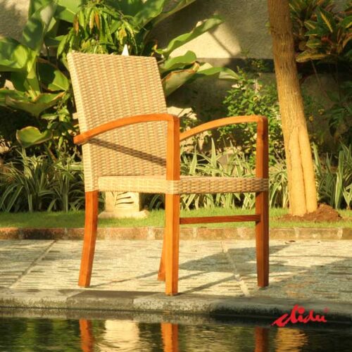 patio chair stacking teak arm seat
