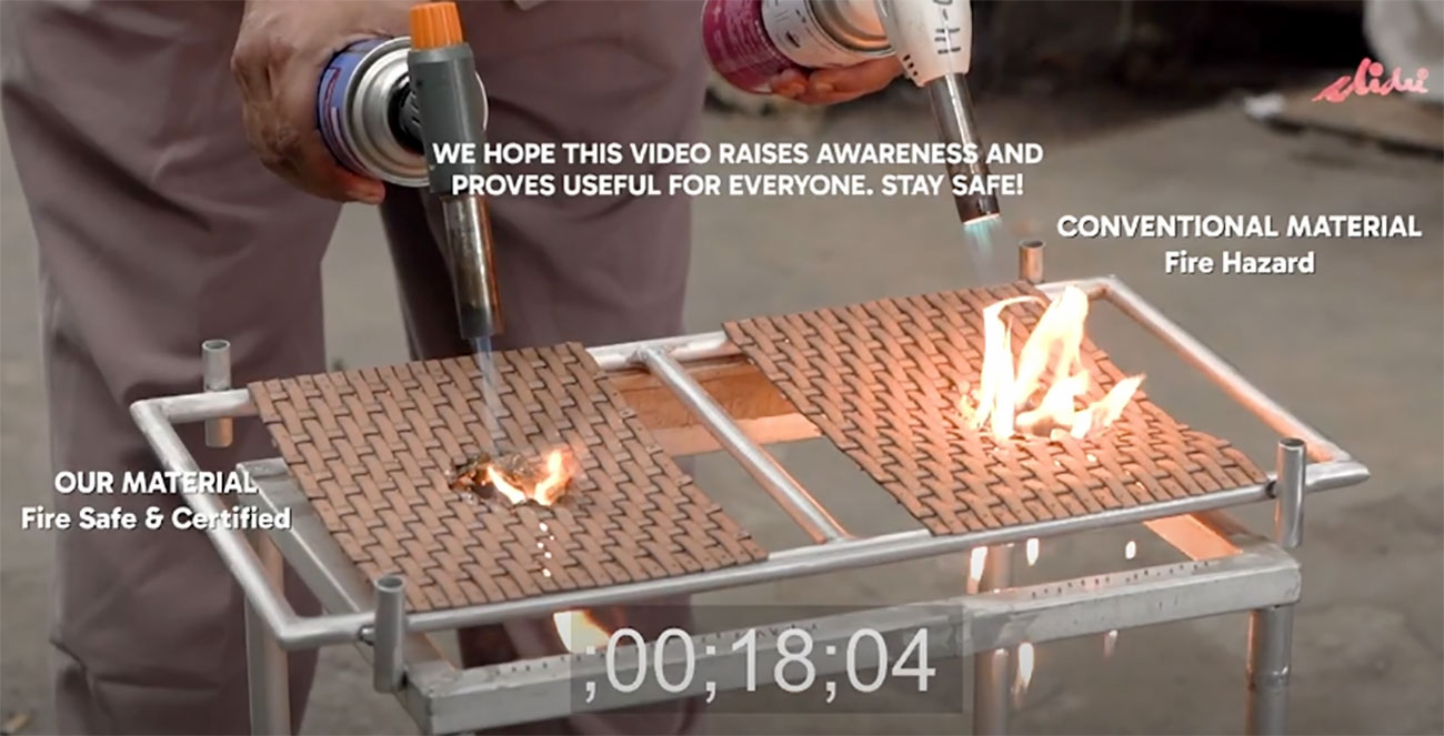 wicker decoration using fire retardant materials